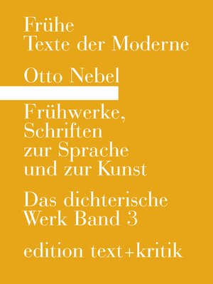 cover image of Frühwerke, Schriften zur Sprache und zur Kunst